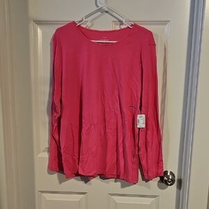 CJ Banks Vibrant Pink Long Sleeve Tee